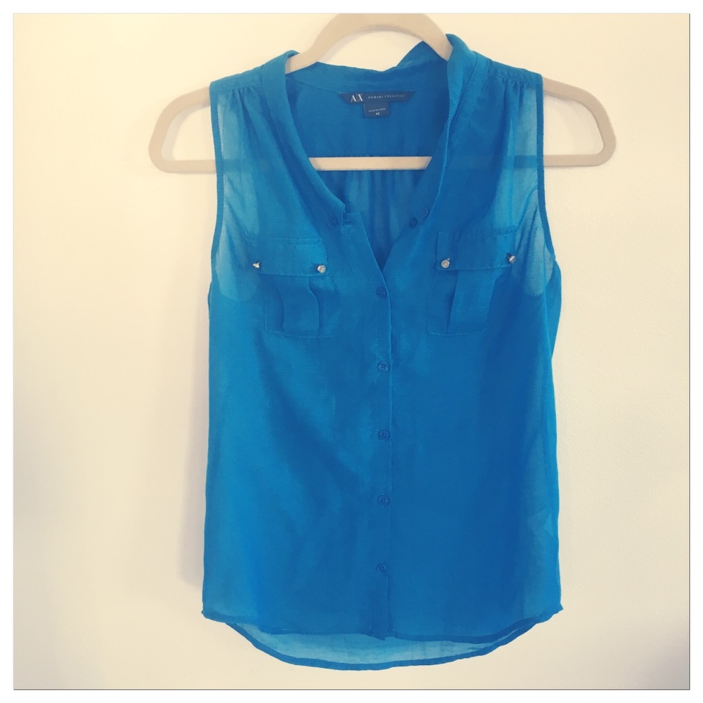 Armani Exchange Blue Tank Sleeveless Top